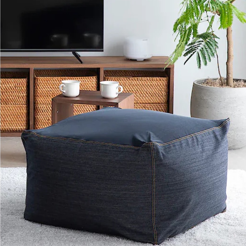 Muji navy blue denim bean bag cover